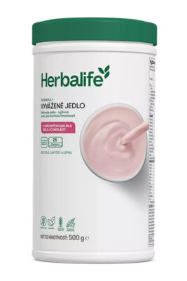 Herbalife Formula 1 Vyvážené jedlo Free s príchuťou malín a bielej čokolády, dóza 500 g, bez sóje, laktózy a lepku